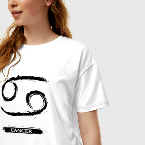 Женская футболка хлопок Oversize Cancer, цвет белый - фото 3