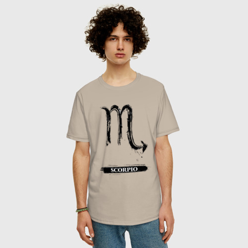 Мужская футболка хлопок Oversize с принтом Scorpio sign, фото на моделе #1