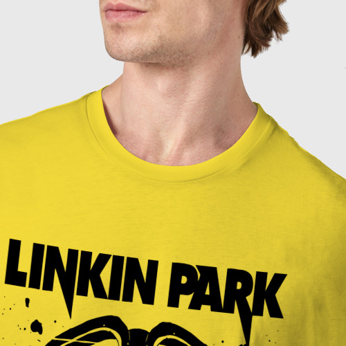 Мужская футболка хлопок с принтом Linkin Park - gas mask, фото #4