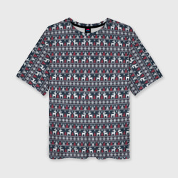 Новогодние олени с елочками – Женская футболка oversize 3D с принтом купить со скидкой в -50%