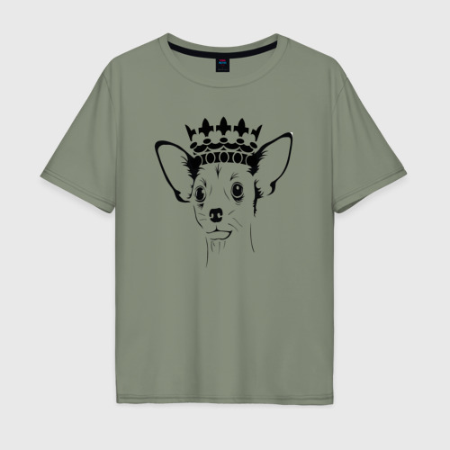 Мужская футболка хлопок Oversize с принтом Чихуа в короне, вид спереди #2