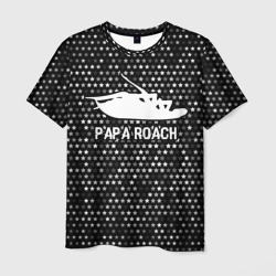 Мужская футболка 3D Papa Roach glitch на темном фоне