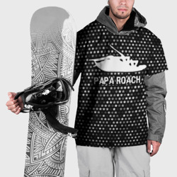 Накидка на куртку 3D Papa Roach glitch на темном фоне