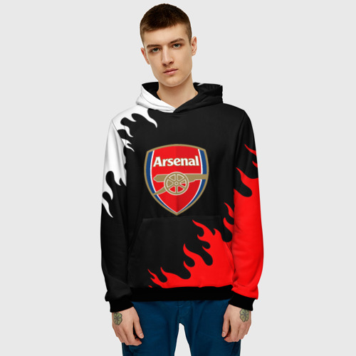 Мужская толстовка 3D Arsenal fc flame, цвет черный - фото 3