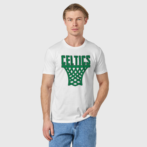 Мужская футболка хлопок Celtics net, цвет белый - фото 3