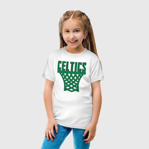 Детская футболка хлопок Celtics net, цвет белый - фото 5