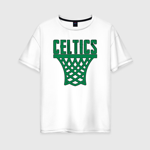 Женская футболка хлопок Oversize Celtics net, цвет белый