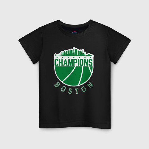 Детская футболка хлопок Boston champions, цвет черный