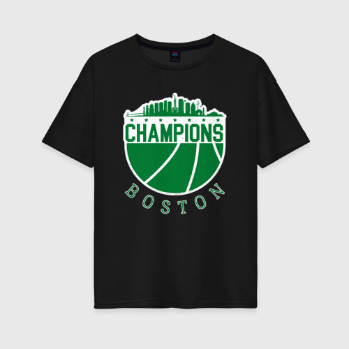 Женская футболка хлопок Oversize Boston champions, цвет черный