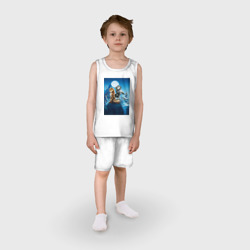 Пижама с принтом Альфа и Омега любовь для ребенка, вид на модели спереди №2. Цвет основы: белый