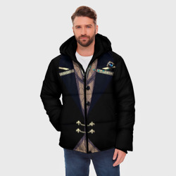 Мужская зимняя куртка 3D Фрак  тёмный с цепочками и брошью - фото 2