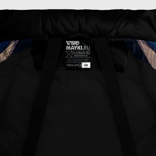 Женская зимняя куртка Oversize Фрак  тёмный с цепочками и брошью, цвет черный - фото 7