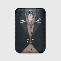 Картхолдер Magsafe магнитный Фрак тёмно-зелёный с хлястиком