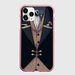 Чехол для iPhone 11 Pro Max матовый Фрак тёмно-зелёный с хлястиком