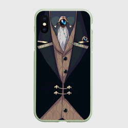 Чехол для iPhone XS Max матовый Фрак тёмно-зелёный с хлястиком