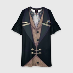 Детское платье 3D Фрак тёмно-зелёный с хлястиком