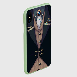 Чехол для iPhone XS Max матовый Фрак тёмно-зелёный с хлястиком - фото 2