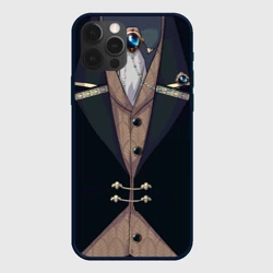 Чехол для iPhone 12 Pro Фрак тёмно-зелёный с хлястиком