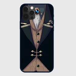 Чехол для iPhone 12 Pro Max Фрак тёмно-зелёный с хлястиком