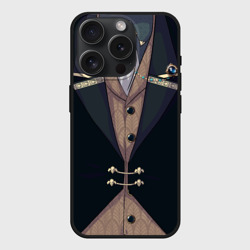 Чехол силиконовый для Apple iPhone 15 Pro матовый Фрак тёмно-зелёный с хлястиком