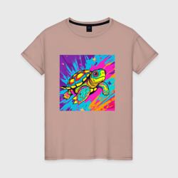 Черепаха в стиле поп арт – Женская футболка хлопок с принтом купить со скидкой в -20%