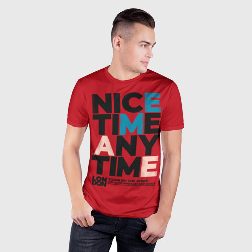 Мужская футболка 3D Slim Nice time any time, цвет 3D печать - фото 3