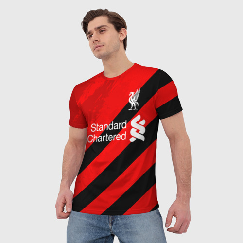 Мужская футболка 3D Ливерпуль - красные полосы, цвет 3D печать - фото 3
