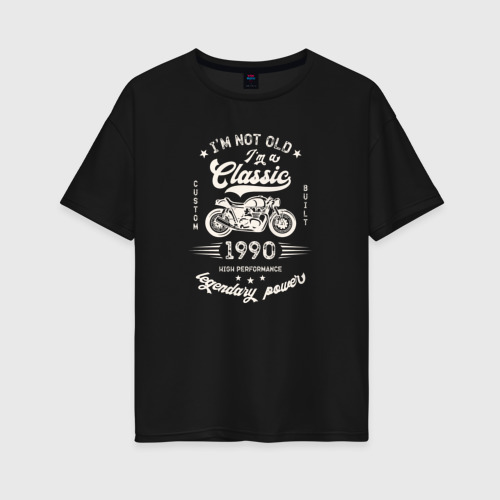 Женская футболка хлопок Oversize Классика 1990, цвет черный