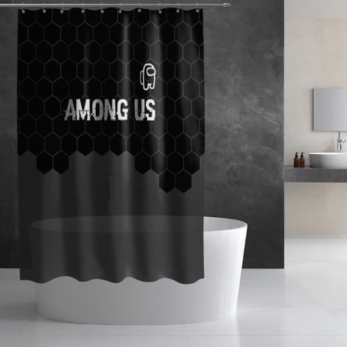 Штора 3D для ванной Among Us glitch на темном фоне посередине - фото 3