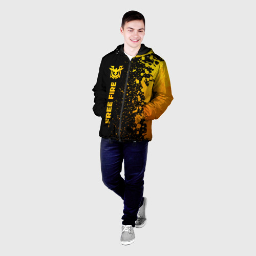 Мужская куртка 3D с принтом Free Fire - gold gradient по-вертикали, фото на моделе #1