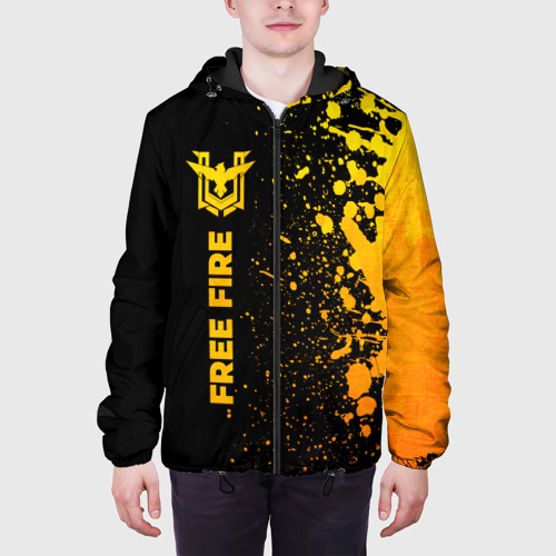 Мужская куртка 3D с принтом Free Fire - gold gradient по-вертикали, вид сбоку #3