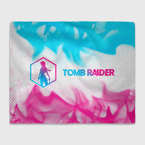 Плед с принтом Tomb Raider neon gradient style по-горизонтали, вид спереди №1