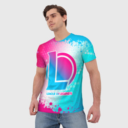 Мужская футболка 3D League of Legends neon gradient style - фото 2