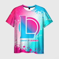 Мужская футболка 3D League of Legends neon gradient style