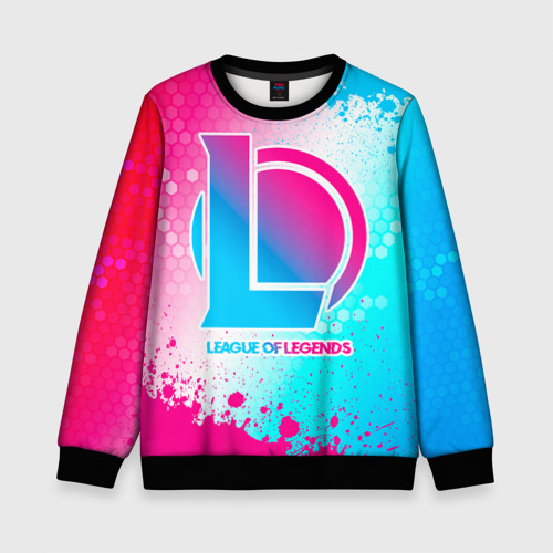 Детский свитшот 3D League of Legends neon gradient style, цвет 3D печать