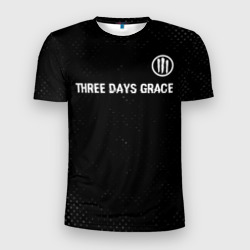 Мужская футболка 3D Slim Three Days Grace glitch на темном фоне посередине