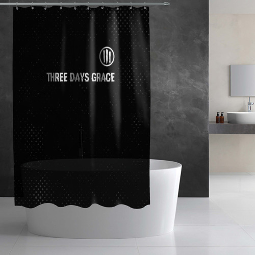 Штора 3D для ванной Three Days Grace glitch на темном фоне посередине - фото 3