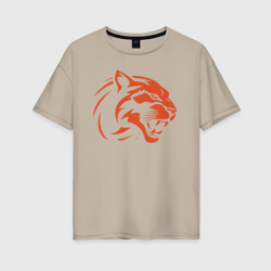 Женская футболка хлопок Oversize Рысь логотип