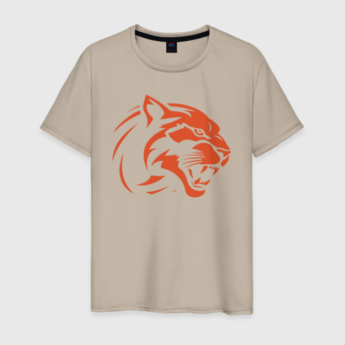 Мужская футболка хлопок Рысь логотип, цвет миндальный