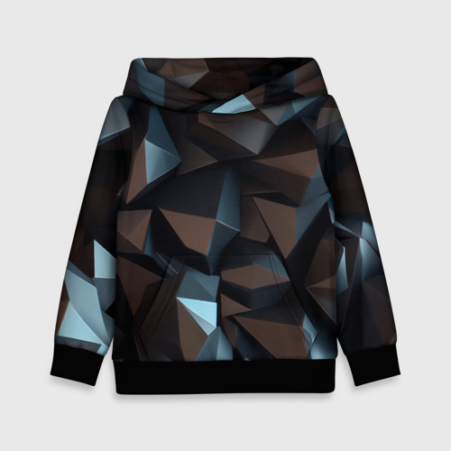 Детская толстовка 3D Черная геометрическая абстракция - объемные грани и кубы, цвет черный