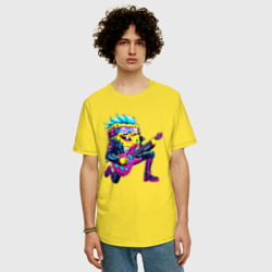 Мужская футболка хлопок Oversize Губка Боб - кибер рок гитарист - ai art - фото 2