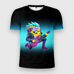 Мужская футболка 3D Slim Sponge Bob - rock guitarist - ai art