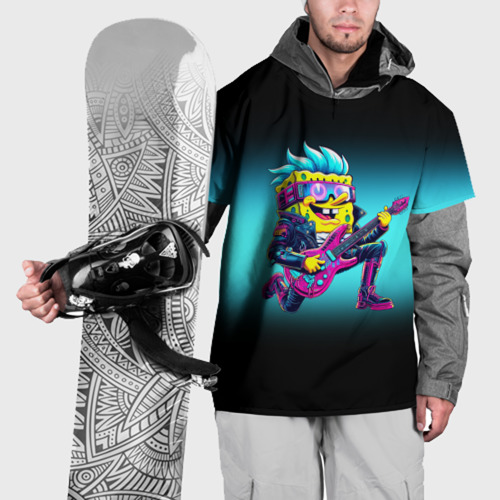 Накидка на куртку 3D Sponge Bob - rock guitarist - ai art, цвет 3D печать