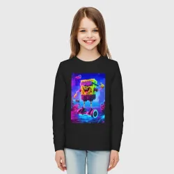 Детский лонгслив хлопок Sponge Bob on a gyro scooter - ai art - фото 2