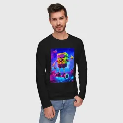 Мужской лонгслив хлопок Sponge Bob on a gyro scooter - ai art - фото 2