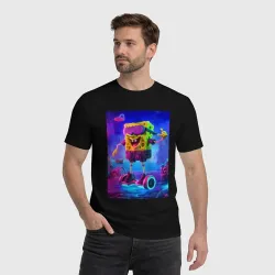 Мужская футболка хлопок Sponge Bob on a gyro scooter - ai art - фото 2