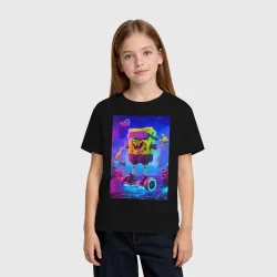 Детская футболка хлопок Sponge Bob on a gyro scooter - ai art - фото 2
