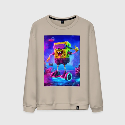 Мужской свитшот хлопок Sponge Bob on a gyro scooter - ai art