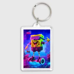 Брелок прямоугольный 35*50 Sponge Bob on a gyro scooter - ai art