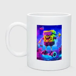 Кружка керамическая Sponge Bob on a gyro scooter - ai art